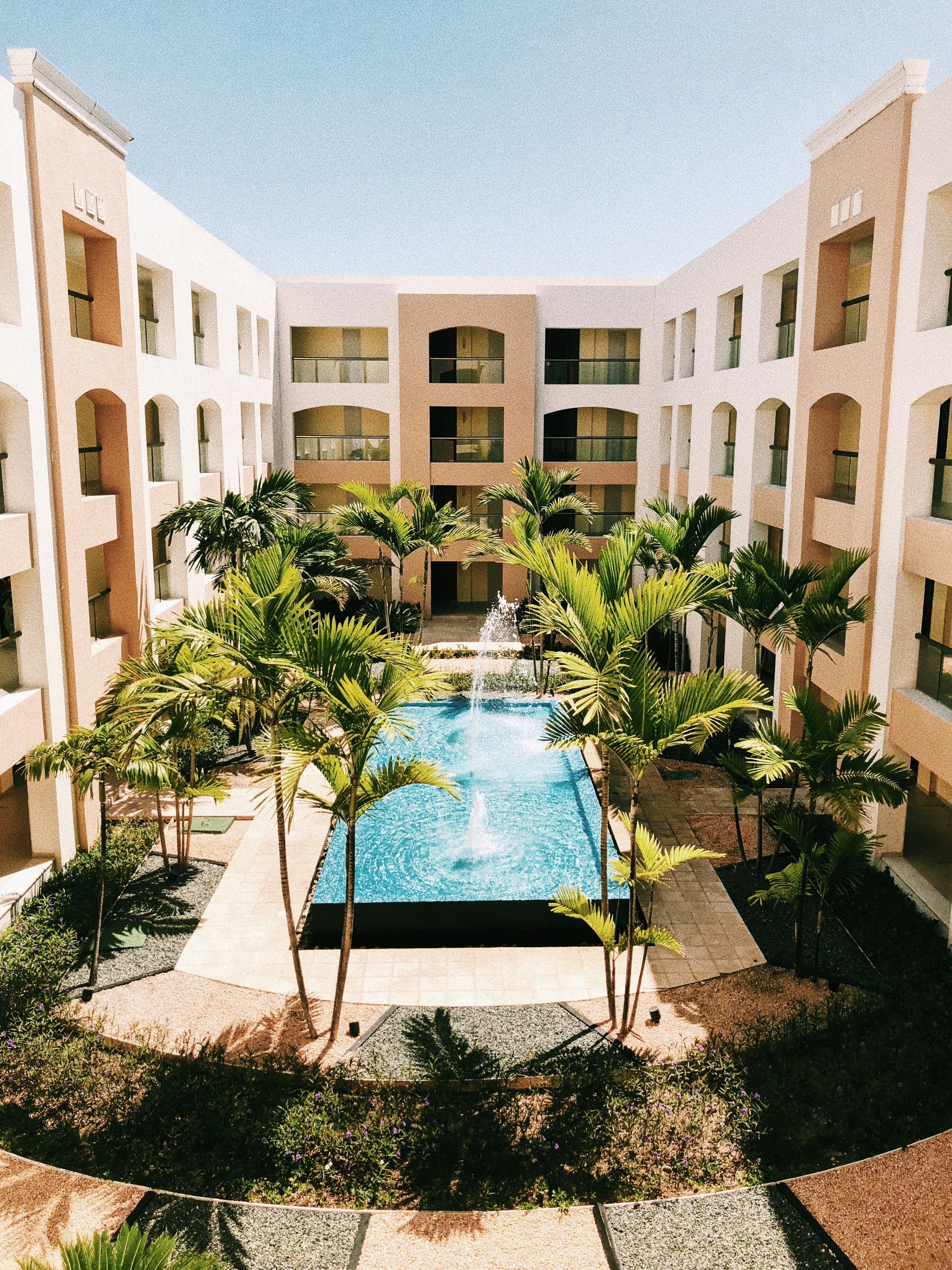 Hotel courtyard with pool